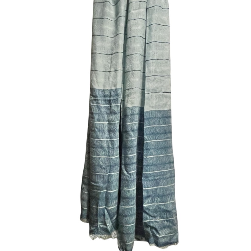 Striped Shades of Blue Cashmere & Silk Scarf